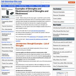 strengths and weaknesses examples