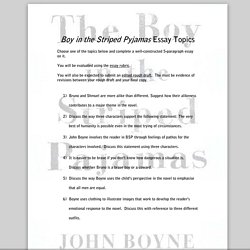 the boy in the striped pyjamas essay conclusion Title- boy in the striped pyjamas author- john boyne text type- novel date- 13 february 2013 one of the main ideas in the novel, boy in the striped pyjamas. the boy in the striped pyjamas essay conclusion Title- boy in the striped pyjamas author- john boyne text type- novel date- 13 february 2013 one of the main ideas in the novel, boy in the striped pyjamas.